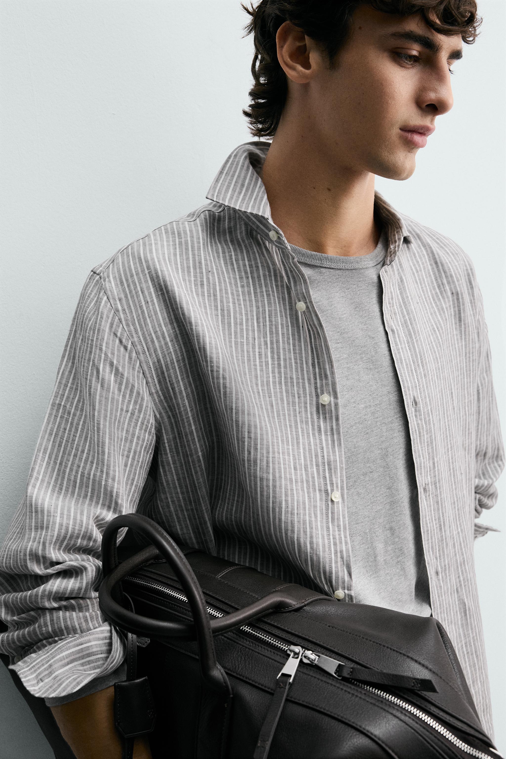 100% LINEN STRIPED SHIRT